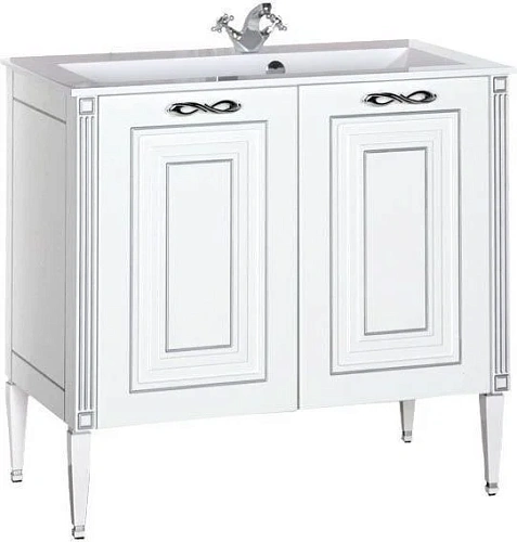 Тумба с раковиной Aquanet Паола 90 белый/серебро (литьевой мрамор) 00213016 Тумба с раковиной Aquanet Паола 90 белый/серебро (литьевой мрамор) 00213016