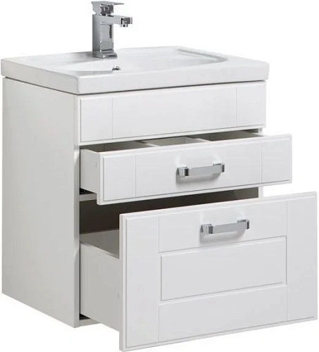 Тумба с раковиной Aquanet Рондо 60 белый (2 ящика) 00189157+00185476 Тумба с раковиной Aquanet Рондо 60 белый (2 ящика) 00189157+00185476