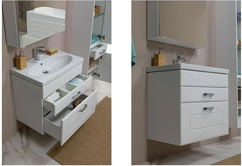 Тумба с раковиной Aquanet Рондо 70 белый (2 ящика) 00189154+00185343 Тумба с раковиной Aquanet Рондо 70 белый (2 ящика) 00189154+00185343