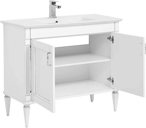 Тумба с раковиной Aquanet Селена 105 белый/серебро (2 дверцы) 00201650 + 00196393 Тумба с раковиной Aquanet Селена 105 белый/серебро (2 дверцы) 00201650 + 00196393