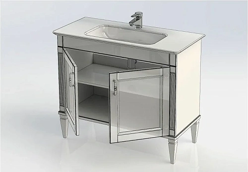 Тумба с раковиной Aquanet Селена 105 белый/серебро (2 дверцы) 00233695 Тумба с раковиной Aquanet Селена 105 белый/серебро (2 дверцы) 00233695
