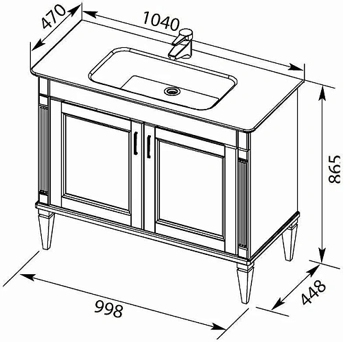 Тумба с раковиной Aquanet Селена 105 белый/серебро (2 дверцы) 00233695 Тумба с раковиной Aquanet Селена 105 белый/серебро (2 дверцы) 00233695