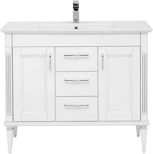 Тумба с раковиной Aquanet Селена 105 белый/серебро (3 ящика, 2 дверцы) 00201651 + 00196393 Тумба с раковиной Aquanet Селена 105 белый/серебро (3 ящика, 2 дверцы) 00201651 + 00196393