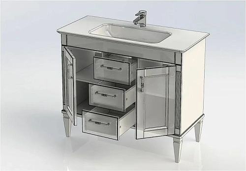 Тумба с раковиной Aquanet Селена 105 белый/серебро (3 ящика, 2 дверцы) 00233694 Тумба с раковиной Aquanet Селена 105 белый/серебро (3 ящика, 2 дверцы) 00233694