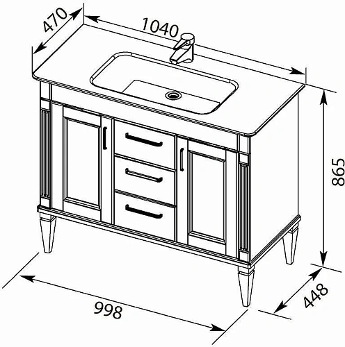 Тумба с раковиной Aquanet Селена 105 белый/серебро (3 ящика, 2 дверцы) 00233694 Тумба с раковиной Aquanet Селена 105 белый/серебро (3 ящика, 2 дверцы) 00233694