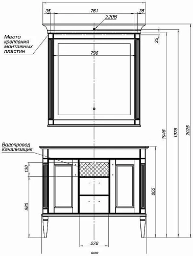Тумба с раковиной Aquanet Селена 105 белый/серебро (3 ящика, 2 дверцы) 00233694 Тумба с раковиной Aquanet Селена 105 белый/серебро (3 ящика, 2 дверцы) 00233694