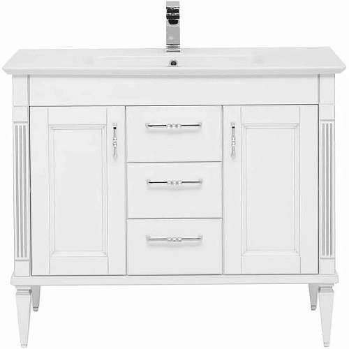 Тумба с раковиной Aquanet Селена 105 белый/серебро (3 ящика, 2 дверцы) 00233694 Тумба с раковиной Aquanet Селена 105 белый/серебро (3 ящика, 2 дверцы) 00233694