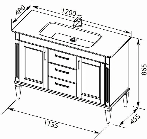 Тумба с раковиной Aquanet Селена 120 белый/серебро 00233696 Тумба с раковиной Aquanet Селена 120 белый/серебро 00233696