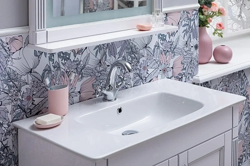 Тумба с раковиной Aquanet Селена 90 белый/серебро 00233697 Тумба с раковиной Aquanet Селена 90 белый/серебро 00233697