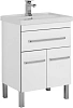 Тумба с раковиной Aquanet Сиена 60 белый (напольный 1 ящик 2 дверцы) 00186363 + 00185476