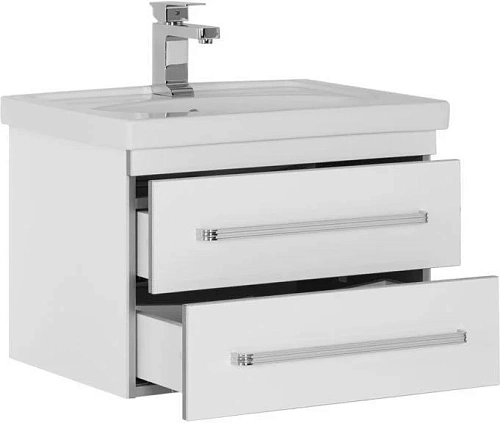 Тумба с раковиной Aquanet Сиена 60 белый (подвесной 2 ящика) 00186359 + 00185476 Тумба с раковиной Aquanet Сиена 60 белый (подвесной 2 ящика) 00186359 + 00185476