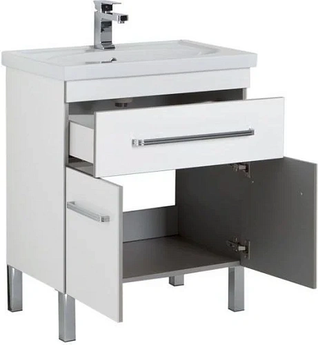 Тумба с раковиной Aquanet Сиена 70 белый (напольный 1 ящик 2 дверцы) 00189223 + 00185343 Тумба с раковиной Aquanet Сиена 70 белый (напольный 1 ящик 2 дверцы) 00189223 + 00185343
