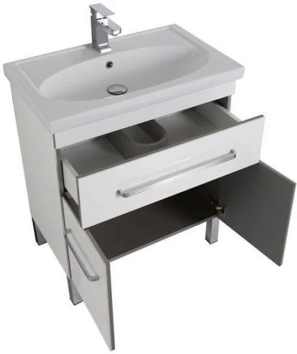 Тумба с раковиной Aquanet Сиена 70 белый (напольный 1 ящик 2 дверцы) 00189223 + 00185343 Тумба с раковиной Aquanet Сиена 70 белый (напольный 1 ящик 2 дверцы) 00189223 + 00185343