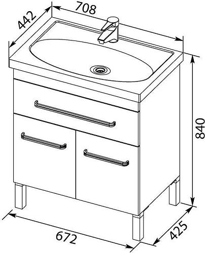 Тумба с раковиной Aquanet Сиена 70 белый (напольный 1 ящик 2 дверцы) 00189223 + 00185343 Тумба с раковиной Aquanet Сиена 70 белый (напольный 1 ящик 2 дверцы) 00189223 + 00185343