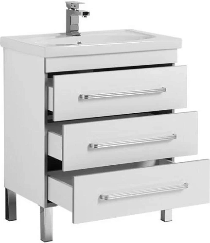 Тумба с раковиной Aquanet Сиена 70 белый (напольный 3 ящика) 00189225 + 00185343 Тумба с раковиной Aquanet Сиена 70 белый (напольный 3 ящика) 00189225 + 00185343