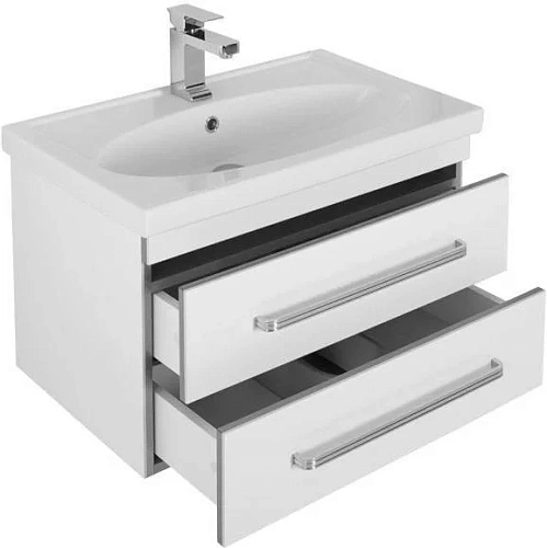 Тумба с раковиной Aquanet Сиена 70 белый (подвесной 2 ящика) 00186361 + 00185343 Тумба с раковиной Aquanet Сиена 70 белый (подвесной 2 ящика) 00186361 + 00185343