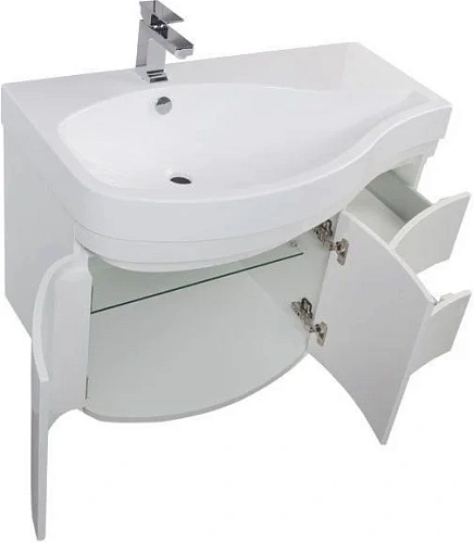 Тумба с раковиной Aquanet Сопрано 95 L белый (2 дверцы 2 ящика) 00212998 Тумба с раковиной Aquanet Сопрано 95 L белый (2 дверцы 2 ящика) 00212998