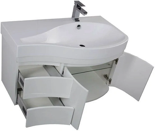 Тумба с раковиной Aquanet Сопрано 95 R белый (2 дверцы 2 ящика) 00169633+00169396 Тумба с раковиной Aquanet Сопрано 95 R белый (2 дверцы 2 ящика) 00169633+00169396