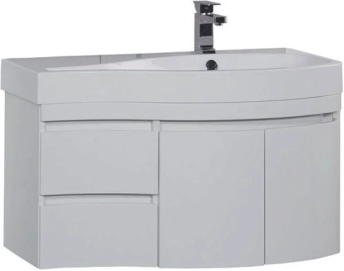 Тумба с раковиной Aquanet Сопрано 95 R белый (2 дверцы 2 ящика) 00169633+00169396 Тумба с раковиной Aquanet Сопрано 95 R белый (2 дверцы 2 ящика) 00169633+00169396