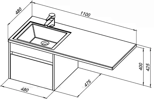 Тумба с раковиной Aquanet Токио 110 L белый (подвесная, 1 ящик) 00236915 + 00235497 Тумба с раковиной Aquanet Токио 110 L белый (подвесная, 1 ящик) 00236915 + 00235497