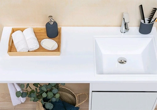 Тумба с раковиной Aquanet Токио 110 R белый (напольная, 1 ящик, 2 дверцы) 00237744 + 00235498 Тумба с раковиной Aquanet Токио 110 R белый (напольная, 1 ящик, 2 дверцы) 00237744 + 00235498