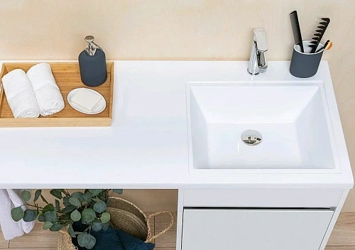 Тумба с раковиной Aquanet Токио 110 R белый (напольная, 1 ящик) 00239299 Тумба с раковиной Aquanet Токио 110 R белый (напольная, 1 ящик) 00239299