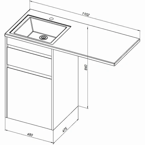 Тумба с раковиной Aquanet Токио 110 R белый (напольная, 1 ящик) 00239299 Тумба с раковиной Aquanet Токио 110 R белый (напольная, 1 ящик) 00239299