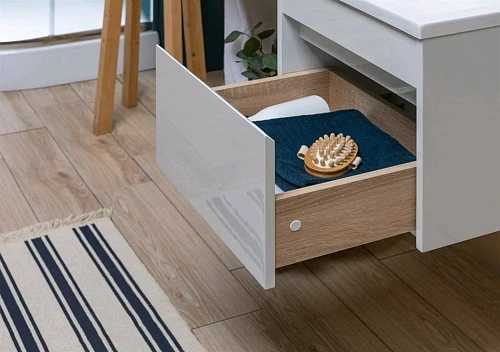 Тумба с раковиной Aquanet Токио 110 R белый (подвесная, 1 ящик) 00236915 + 00235498 Тумба с раковиной Aquanet Токио 110 R белый (подвесная, 1 ящик) 00236915 + 00235498