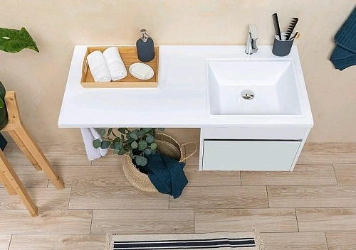 Тумба с раковиной Aquanet Токио 110 R белый (подвесная, 1 ящик) 00239209 Тумба с раковиной Aquanet Токио 110 R белый (подвесная, 1 ящик) 00239209