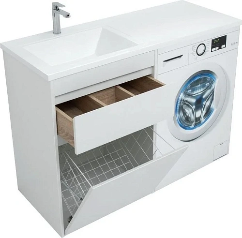 Тумба с раковиной Aquanet Токио 120 L белый (напольная, 1 ящик) 00239290 + 00235499 Тумба с раковиной Aquanet Токио 120 L белый (напольная, 1 ящик) 00239290 + 00235499