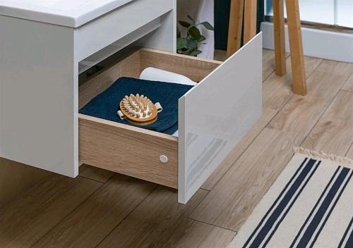 Тумба с раковиной Aquanet Токио 120 L белый (подвесная, 1 ящик) 00236916 + 00235499 Тумба с раковиной Aquanet Токио 120 L белый (подвесная, 1 ящик) 00236916 + 00235499