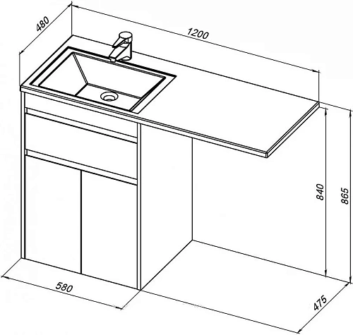 Тумба с раковиной Aquanet Токио 120 R белый (напольная, 1 ящик, 2 дверцы) 00237745 + 00235500 Тумба с раковиной Aquanet Токио 120 R белый (напольная, 1 ящик, 2 дверцы) 00237745 + 00235500