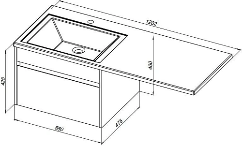 Тумба с раковиной Aquanet Токио 120 R белый (подвесная, 1 ящик) 00236916 + 00235500 Тумба с раковиной Aquanet Токио 120 R белый (подвесная, 1 ящик) 00236916 + 00235500