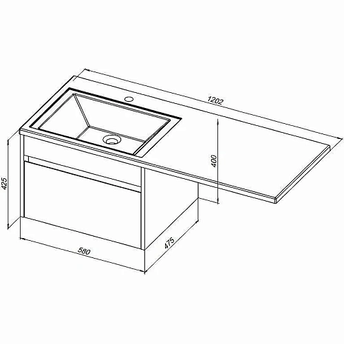Тумба с раковиной Aquanet Токио 120 R белый (подвесная, 1 ящик) 00239213 Тумба с раковиной Aquanet Токио 120 R белый (подвесная, 1 ящик) 00239213