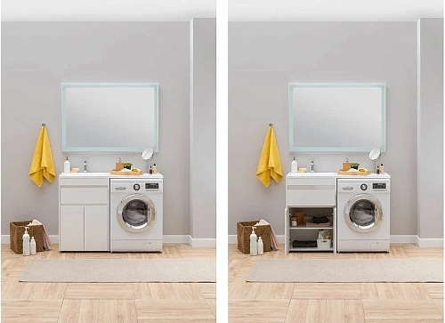 Тумба с раковиной Aquanet Токио 130 L белый (напольная, 1 ящик, 2 дверцы) 00239215 Тумба с раковиной Aquanet Токио 130 L белый (напольная, 1 ящик, 2 дверцы) 00239215