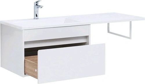 Тумба с раковиной Aquanet Токио 130 L белый (подвесная, 1 ящик) 00236917 + 00235501 Тумба с раковиной Aquanet Токио 130 L белый (подвесная, 1 ящик) 00236917 + 00235501