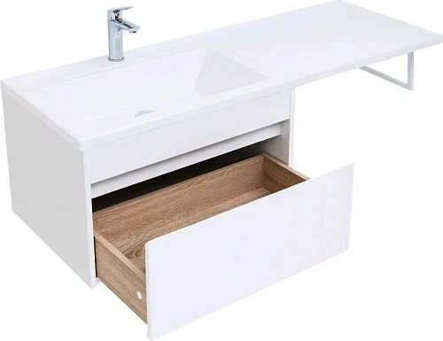 Тумба с раковиной Aquanet Токио 130 L белый (подвесная, 1 ящик) 00236917 + 00235501 Тумба с раковиной Aquanet Токио 130 L белый (подвесная, 1 ящик) 00236917 + 00235501