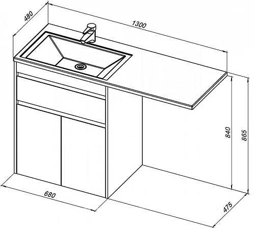 Тумба с раковиной Aquanet Токио 130 R белый (напольная, 1 ящик, 2 дверцы) 00237746 + 00235502 Тумба с раковиной Aquanet Токио 130 R белый (напольная, 1 ящик, 2 дверцы) 00237746 + 00235502