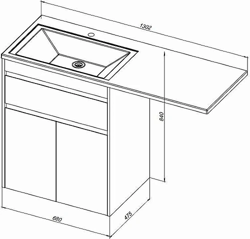 Тумба с раковиной Aquanet Токио 130 R белый (напольная, 1 ящик, 2 дверцы) 00239216 Тумба с раковиной Aquanet Токио 130 R белый (напольная, 1 ящик, 2 дверцы) 00239216