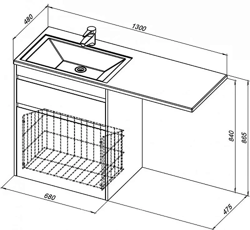 Тумба с раковиной Aquanet Токио 130 R белый (напольная, 1 ящик) 00239291 + 00235502 Тумба с раковиной Aquanet Токио 130 R белый (напольная, 1 ящик) 00239291 + 00235502