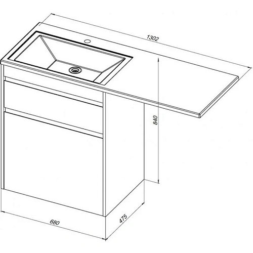 Тумба с раковиной Aquanet Токио 130 R белый (напольная, 1 ящик) 00239303 Тумба с раковиной Aquanet Токио 130 R белый (напольная, 1 ящик) 00239303