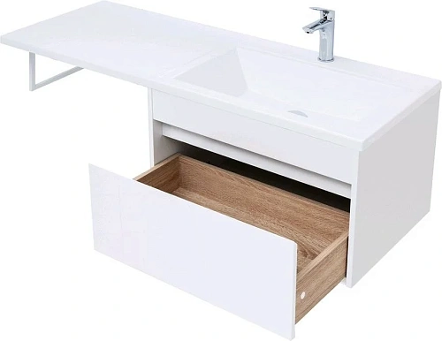 Тумба с раковиной Aquanet Токио 130 R белый (подвесная, 1 ящик) 00236917 + 00235502 Тумба с раковиной Aquanet Токио 130 R белый (подвесная, 1 ящик) 00236917 + 00235502