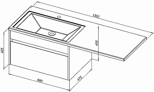 Тумба с раковиной Aquanet Токио 130 R белый (подвесная, 1 ящик) 00239218 Тумба с раковиной Aquanet Токио 130 R белый (подвесная, 1 ящик) 00239218