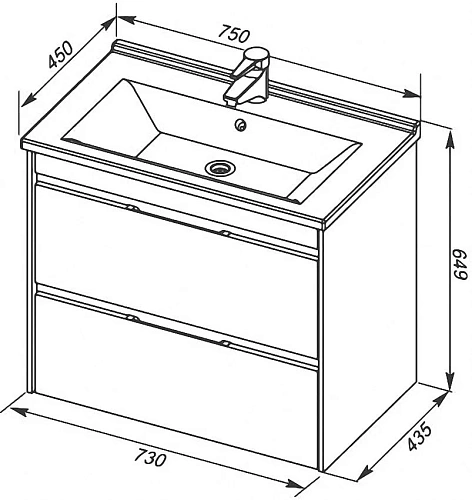 Тумба с раковиной Aquanet Тулон 75 белый 00183395+00182319 Тумба с раковиной Aquanet Тулон 75 белый 00183395+00182319