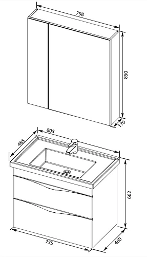 Тумба с раковиной Aquanet Эвора 80 белый 00184937+00182324 Тумба с раковиной Aquanet Эвора 80 белый 00184937+00182324