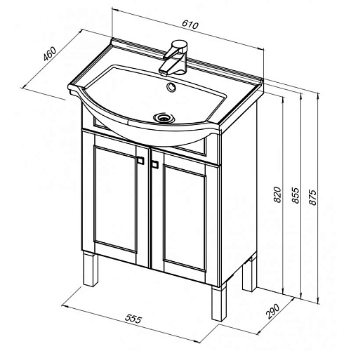 Тумба с раковиной Aquanet Эрвин 60 черный 00261059 Тумба с раковиной Aquanet Эрвин 60 черный 00261059