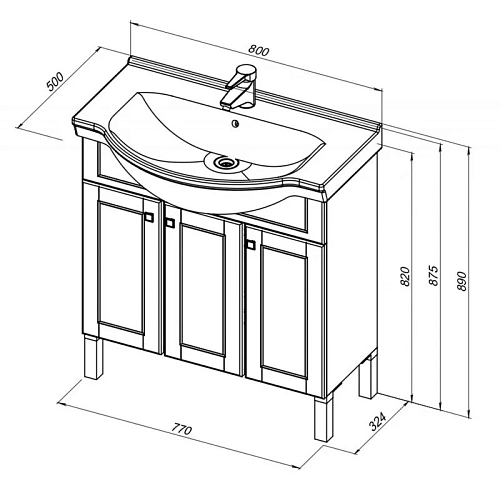 Тумба с раковиной Aquanet Эрвин 80 белый 00261060 Тумба с раковиной Aquanet Эрвин 80 белый 00261060