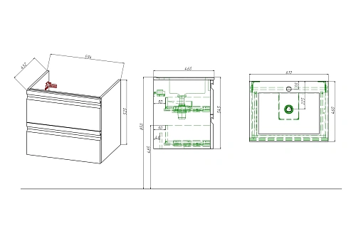Тумба с раковиной Aquatek ВЕГА 60см AQ77060-MG серый матовый, подвесная Тумба с раковиной Aquatek ВЕГА 60см AQ77060-MG серый матовый, подвесная