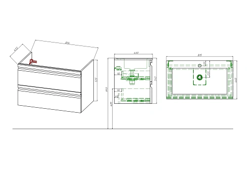 Тумба с раковиной Aquatek ВЕГА 80см AQ77080-LG серый туман, подвесная Тумба с раковиной Aquatek ВЕГА 80см AQ77080-LG серый туман, подвесная