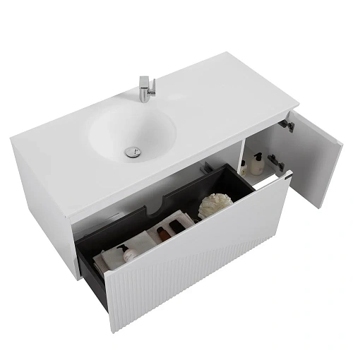 Тумба с раковиной Black&White U918.1200-2 Glossy White Blum направляющие,кварцевая раковина(1200x520 91812002 Тумба с раковиной Black&White U918.1200-2 Glossy White Blum направляющие,кварцевая раковина(1200x520 91812002